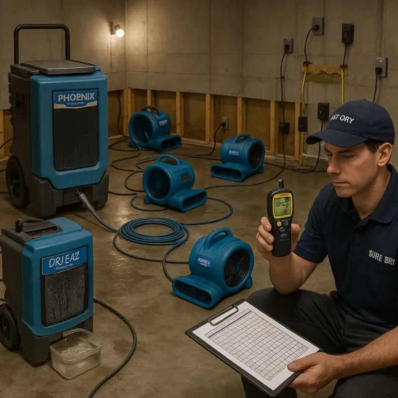 Structural Drying and Dehumidification process in Beacon, NY